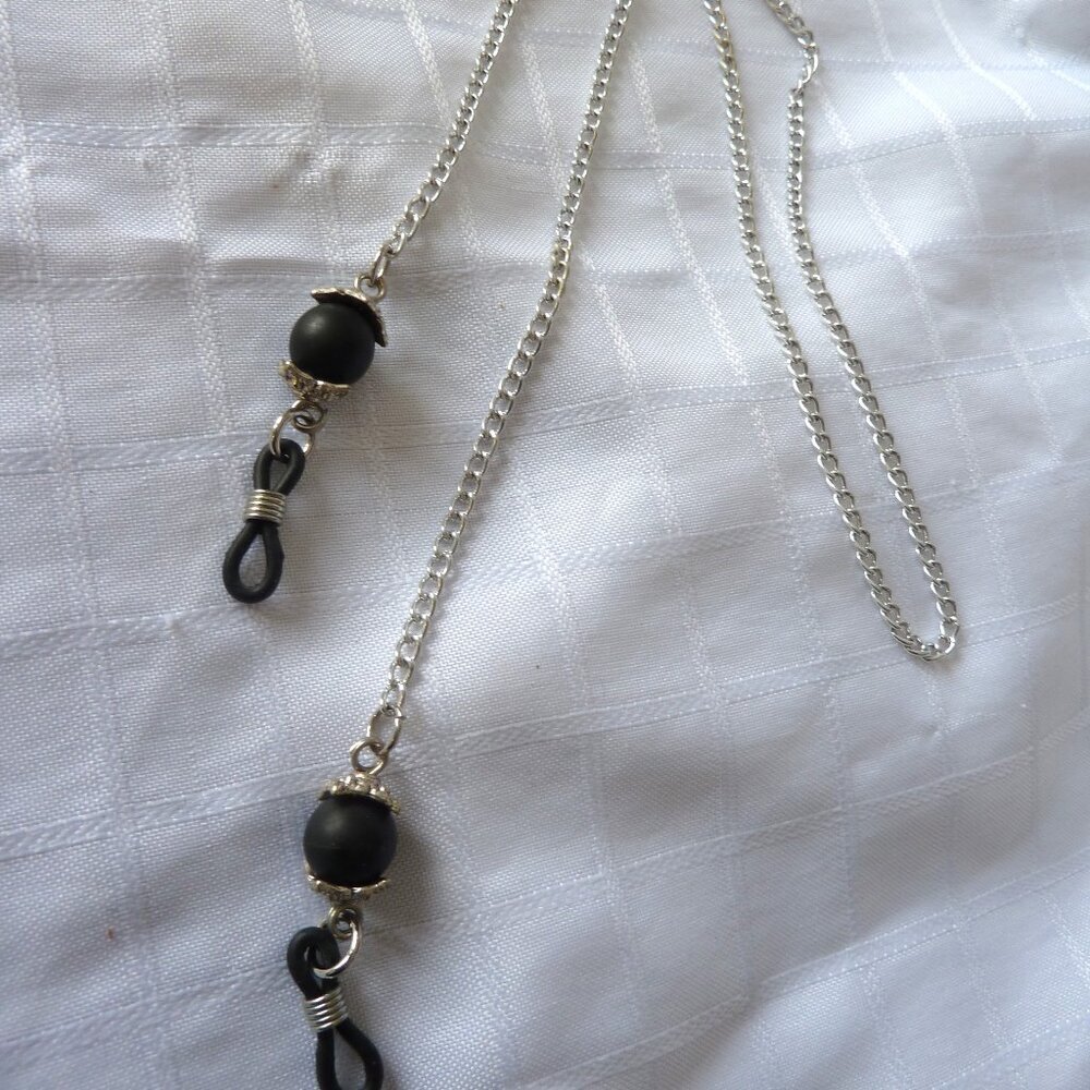 No. 48- Two handmade eyeglass chains, silver color